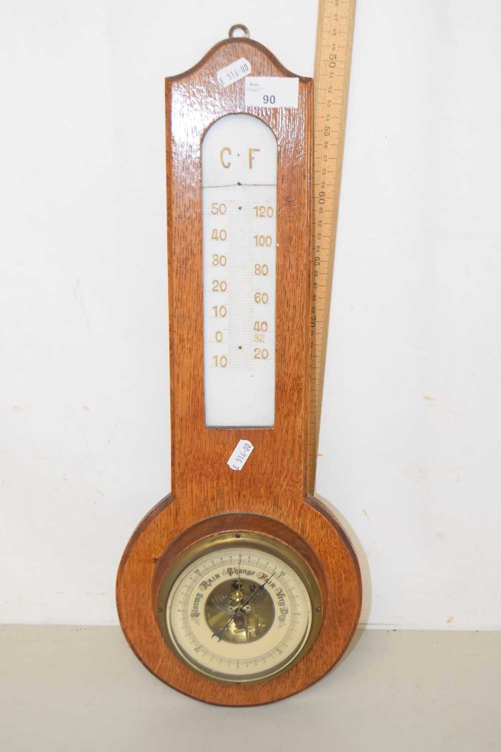 Lot 90 - An early 20th Century combination barometer...