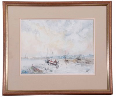 Lot 46 - Jack Cox (British, 1914-2007), Beached boats,...