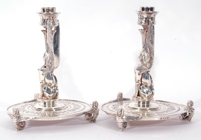 Lot 297 - Pair of Elkington & Co silver plated Egyptian...