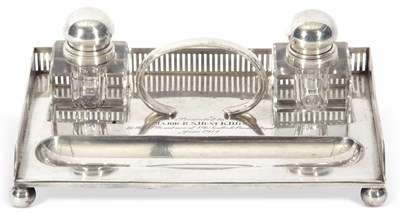 Lot 309 - W.M.F. silver plated ink stand of rectangular...