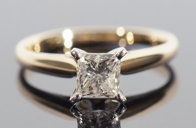 Lot 307 - Diamond solitaire ring, the Princess cut...