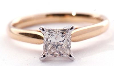 Lot 307 - Diamond solitaire ring, the Princess cut...