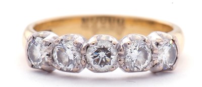 Lot 309 - Five-stone diamond ring featuring five round...
