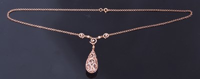 Lot 312 - Diamond set drop pendant necklace, the crystal...