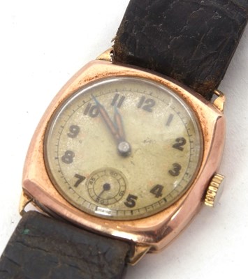 Lot 315 - A 9ct rose gold cased gents watch, stamped 375...