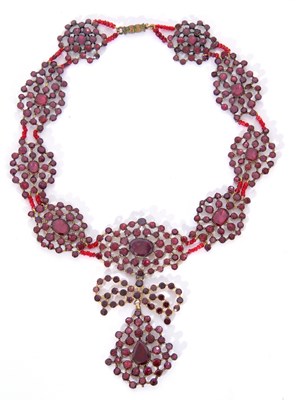 Lot 316 - Vintage Bohemian garnet drop necklace, the...