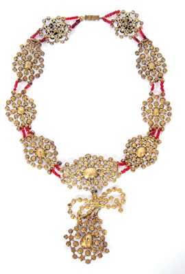 Lot 316 - Vintage Bohemian garnet drop necklace, the...