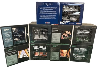 Lot 61 - Five boxed Corgi die-cast Jame Bond cars,...