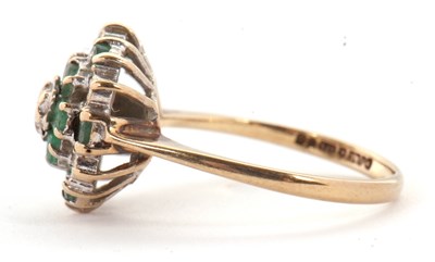 Lot 4 - A 9ct emerald and diamond cluster ring, set...