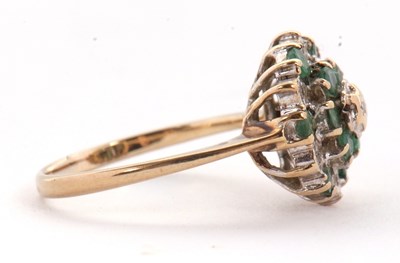 Lot 4 - A 9ct emerald and diamond cluster ring, set...