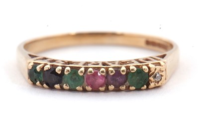 Lot 5 - A 9ct acrostic ring, the stones spelling...