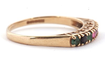 Lot 5 - A 9ct acrostic ring, the stones spelling...