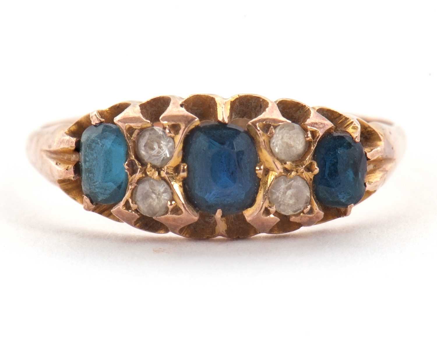 Lot 7 - An Edwardian sapphire and white stone ring,...