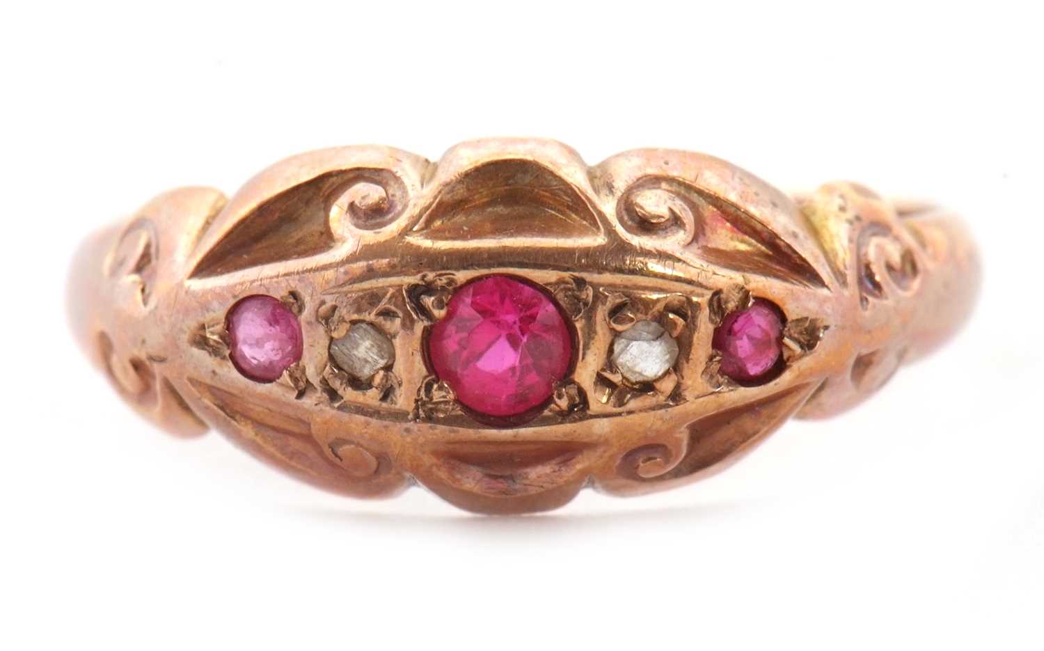 Lot 8 - An Edwardian ruby and diamond ring, the...