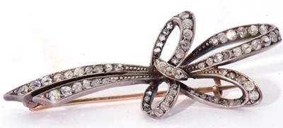 Lot 226 - Antique diamond brooch, a tied ribbon design...