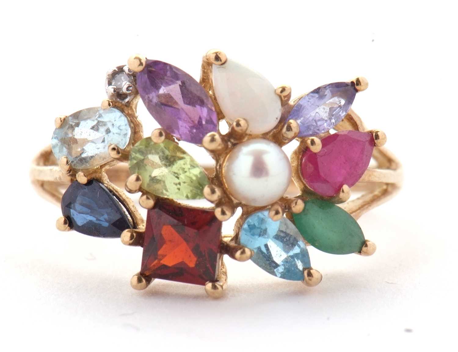 Lot 12 - A multi gemset ring, set with various...