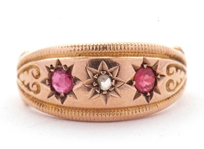 Lot 13 - An Edwardian ruby and diamond ring, with an...