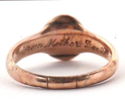 Lot 18 - A gold signet ring, with oval panel and plain...