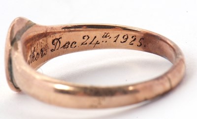 Lot 18 - A gold signet ring, with oval panel and plain...