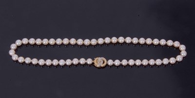 Lot 326 - Single row of cultured pearls of uniform size,...