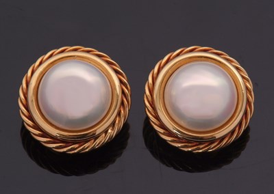 Lot 262 - A pair of pearl earrings by Garrard, the...