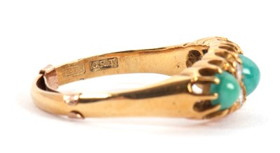 Lot 64 - A turquoise and diamond ring, the three...