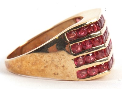 Lot 59 - A 9ct synthetic padparadscha ring, set with...