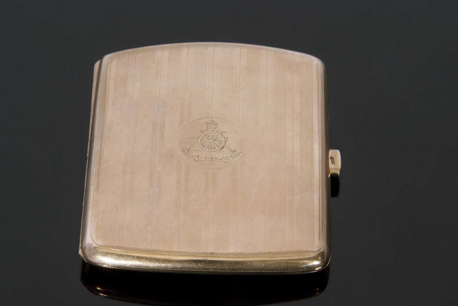 Lot 330 - 9ct gold cigarette case of shaped rectangular...