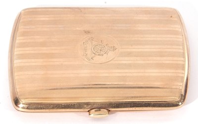 Lot 330 - 9ct gold cigarette case of shaped rectangular...