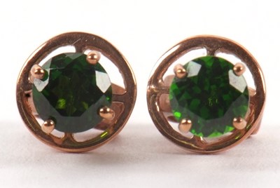 Lot 97 - A pair of 9ct diopside earstuds, 4.4mm...