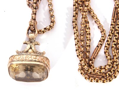 Lot 331 - Long 9ct gold guard chain of belcher and box...