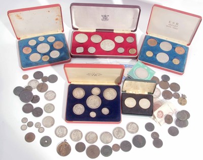 Lot 345 - Box of assorted mainly UK coins in tins, loose...