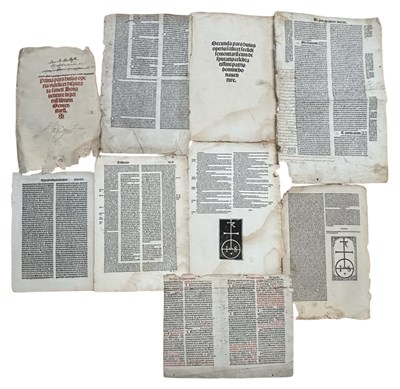 Lot 1230 - A collection of early and incunable leaves....