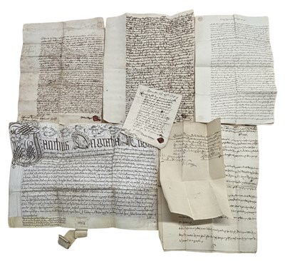 Lot 1254 - 17th Century manuscripts. Including a wax...