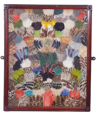 Lot 386 - An unusual Victorian feather mosaic picture...