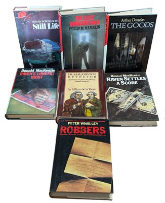 Lot 242 - Seven Macmillan London thriller hardbacks with...