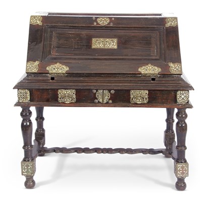 Lot 486 - Large 19th century Ceylonese trunk on stand,...