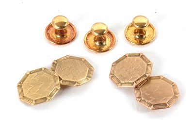 Lot 169 - A cased set of three 18ct collar studs,...