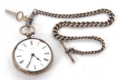 Lot 293 - A white metal open face pocket watch with...