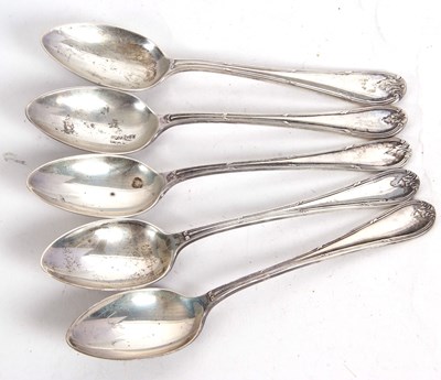 Lot 128 - Five silver hallmarked dessert spoons,...