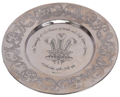 Lot 137 - A Royal Wedding silver dish commemorating the...