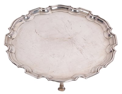 Lot 138 - A George VI silver salver of circular form...