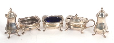 Lot 191 - A George VI silver five piece condiment set...