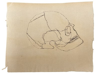 Lot 1432 - Original pen and ink drawing of a human skull....
