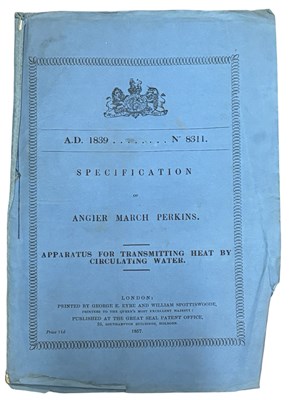 Lot 1355 - PATENT. Angier March Perkins. Specification of...