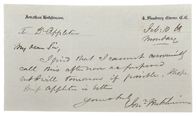 Lot 1430 - QUAKER Surgeon. Sir John Hutchinson 1828-1913....