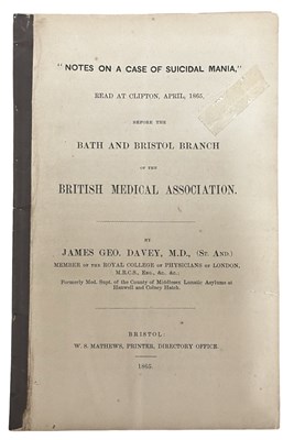 Lot 1437 - SUICIDE LUNATIC ASYLUM. Davey (James George),...