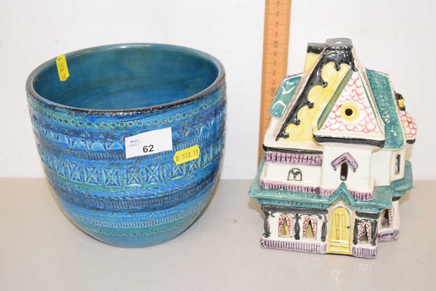 Lot 62 - A Bitossi style jardiniere with a blue...