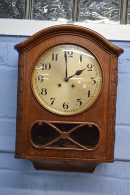 Lot 169 - Early 20th century oak cased wall clock fitted...