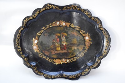 Lot 171 - Victorian papier mache and mother of pearl...
